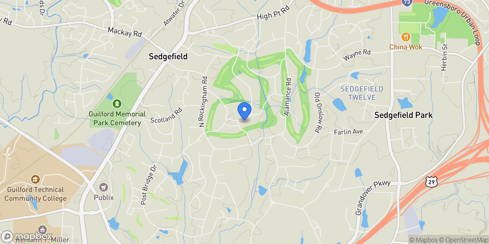 Map showing 5505 Mecklenburg Road, Greensboro, NC 27407, Greensboro, North Carolina, United States.