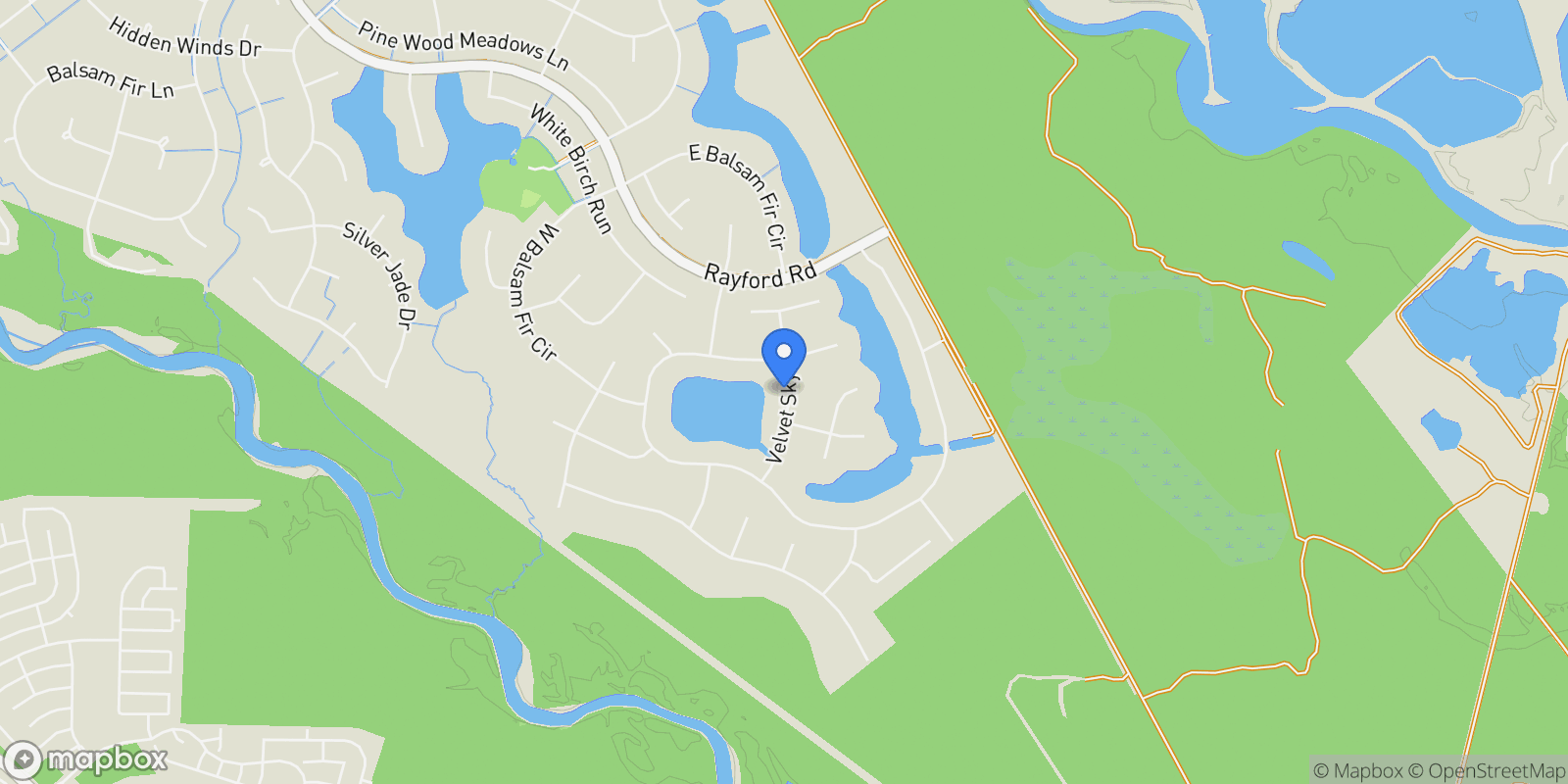 Map showing 27535 Velvet Sky Way, Spring, TX 77386, Spring, Texas, United States.