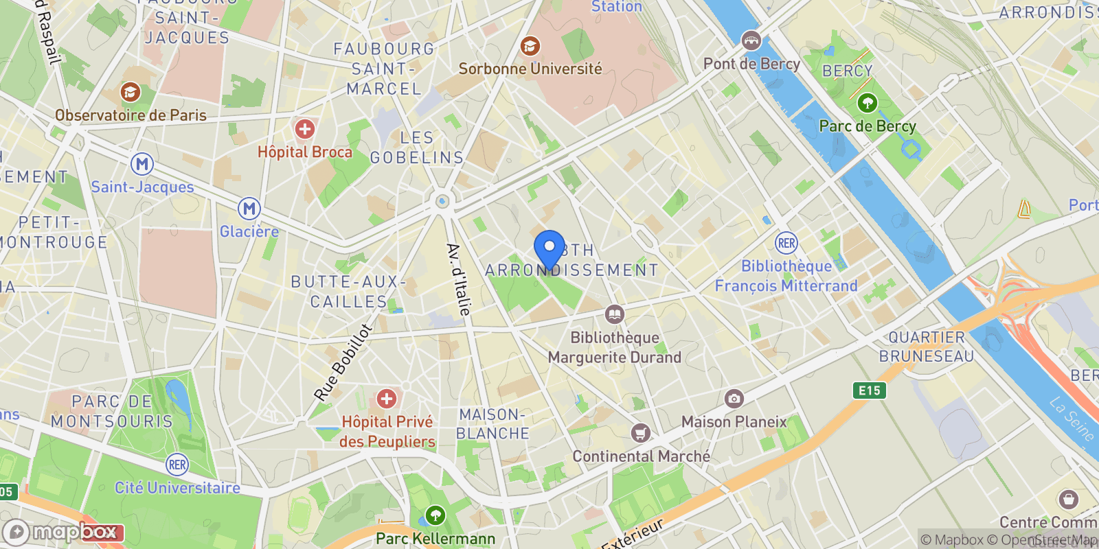 Map showing Paris, Île-de-France, France.