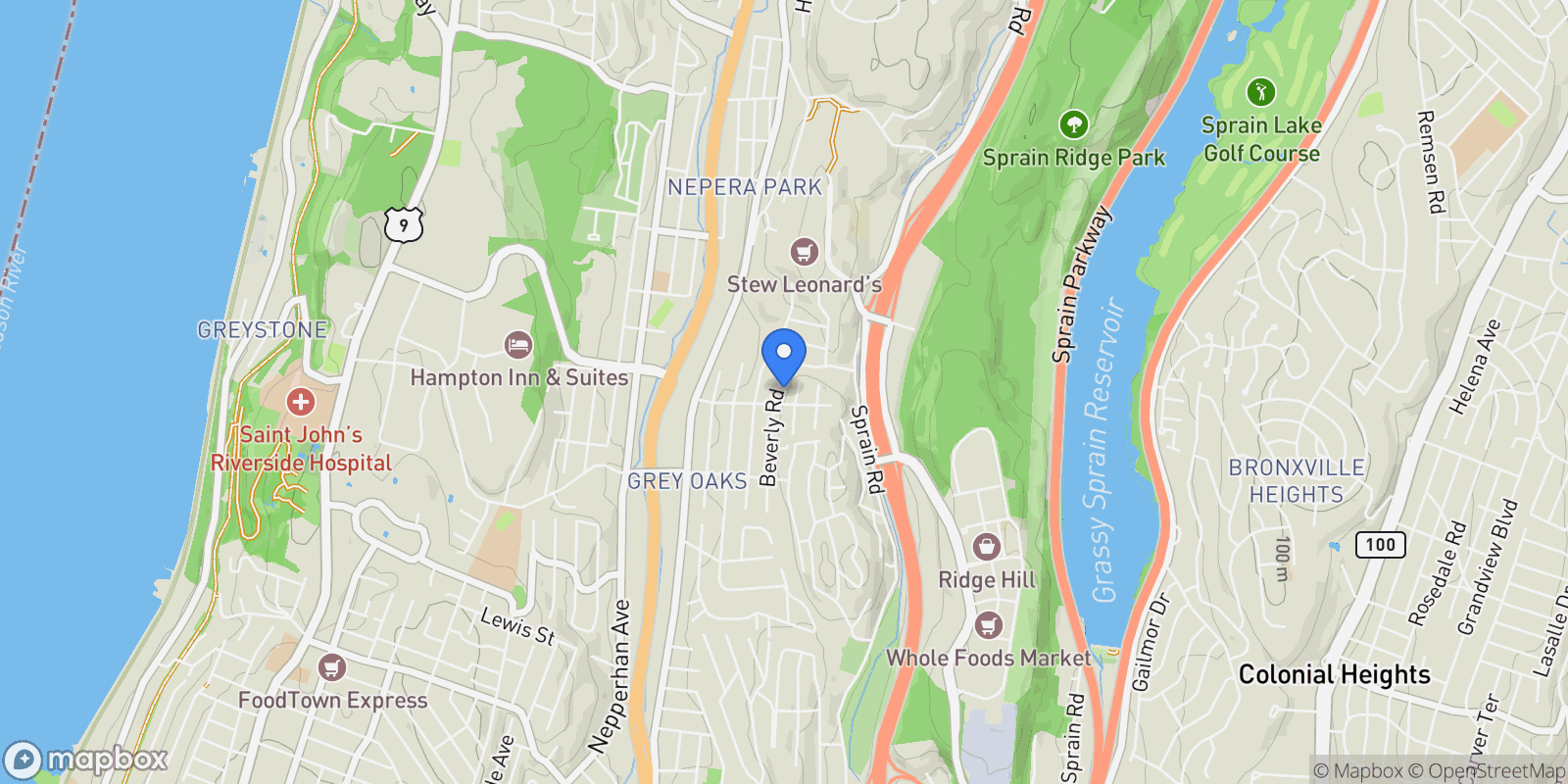 Map showing 110 Beverly Road, Yonkers, New York, United States.
