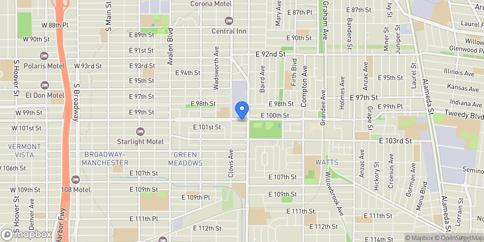 Map showing 1142 E Century Boulevard, Los Angeles, CA 90002, Los Angeles, California, United States.