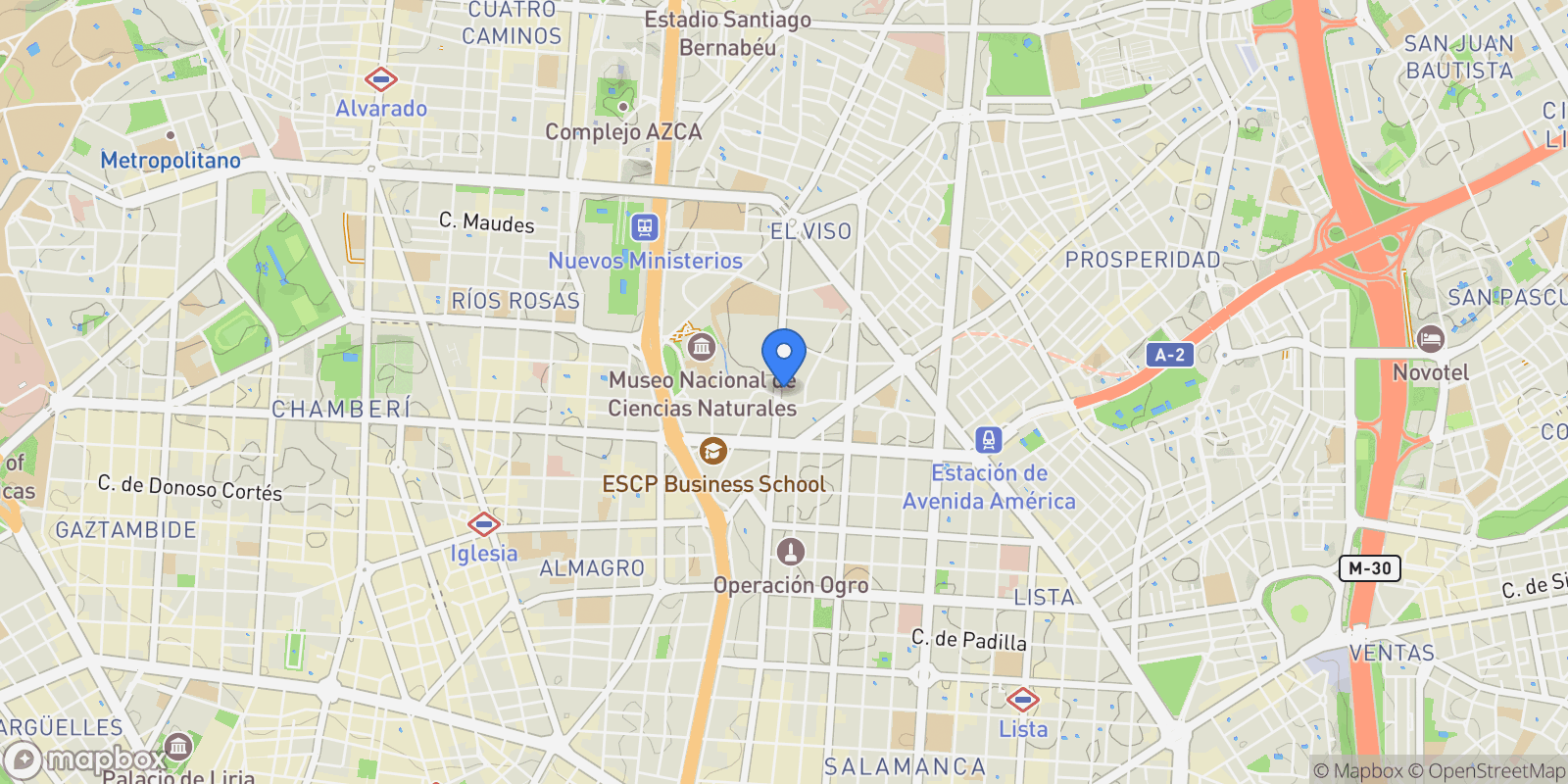 Map showing Castellana, Salamanca, Madrid, Madrid, Madrid, Chamartín, Madrid, Spain.