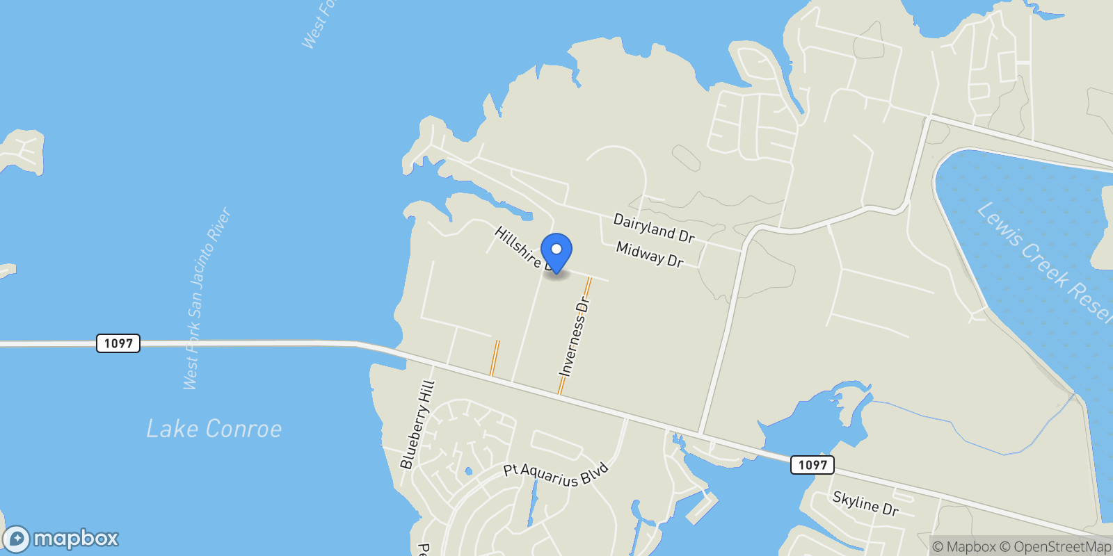Map showing 14335 Hillshire Drive, Willis, TX 77318, Willis, Texas, United States.