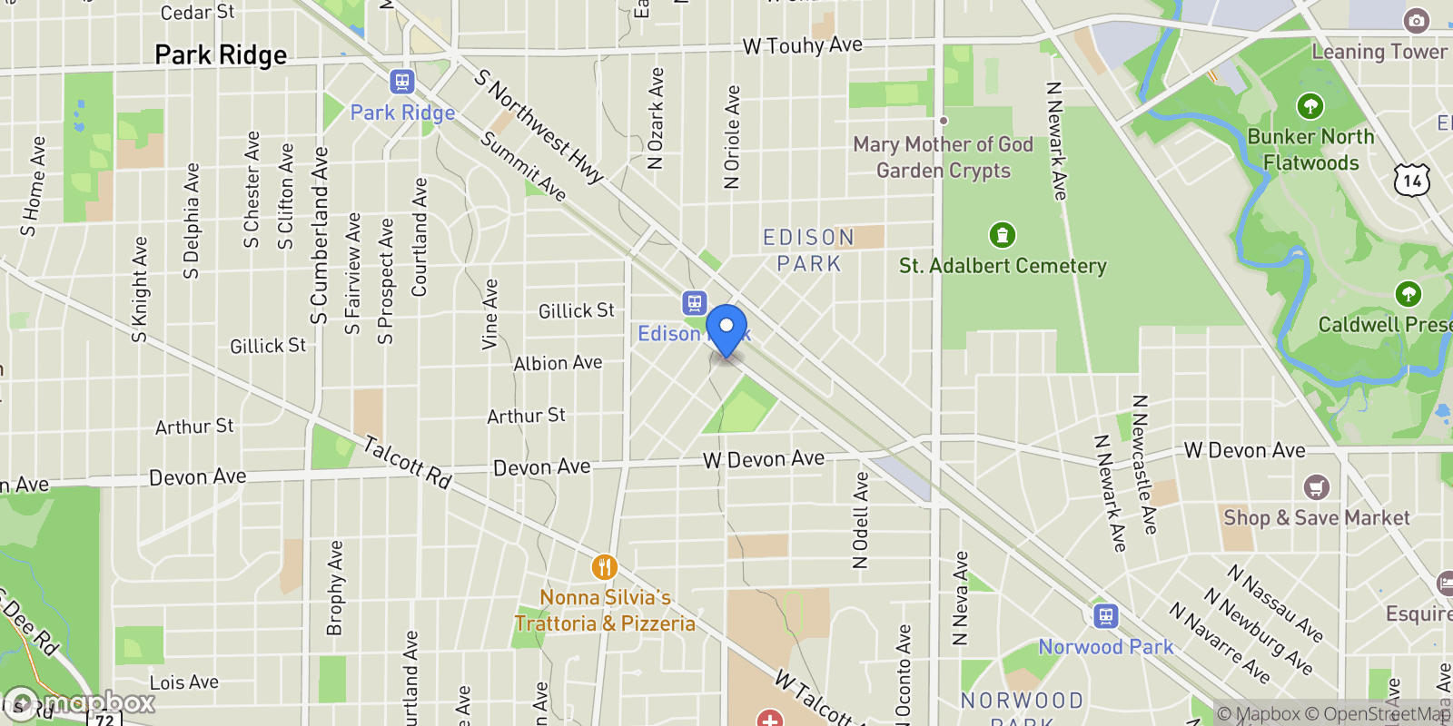 Map showing 6555 N Oxford Avenue, Chicago, Illinois, United States.