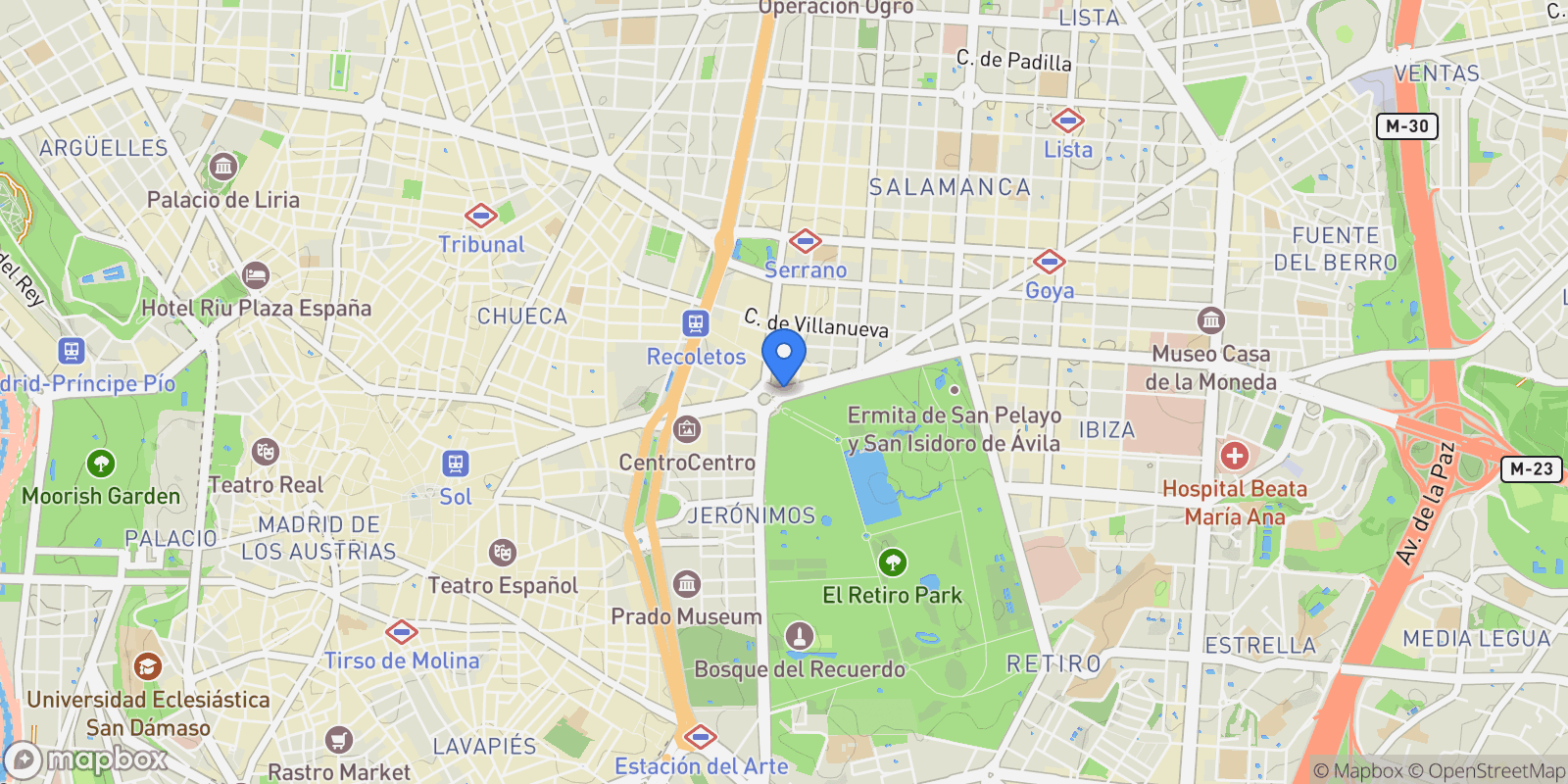 Map showing Calle de Antonio Maura, 28014, Madrid, Madrid, Madrid, Barrio Salamanca, Madrid, Spain.