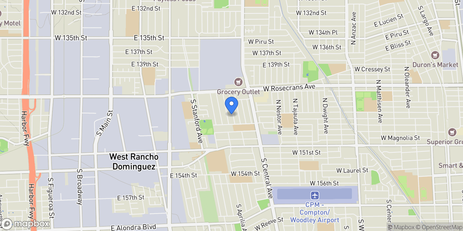 Map showing 14527 S Corlett, Compton, CA 90220, Compton, California, United States.