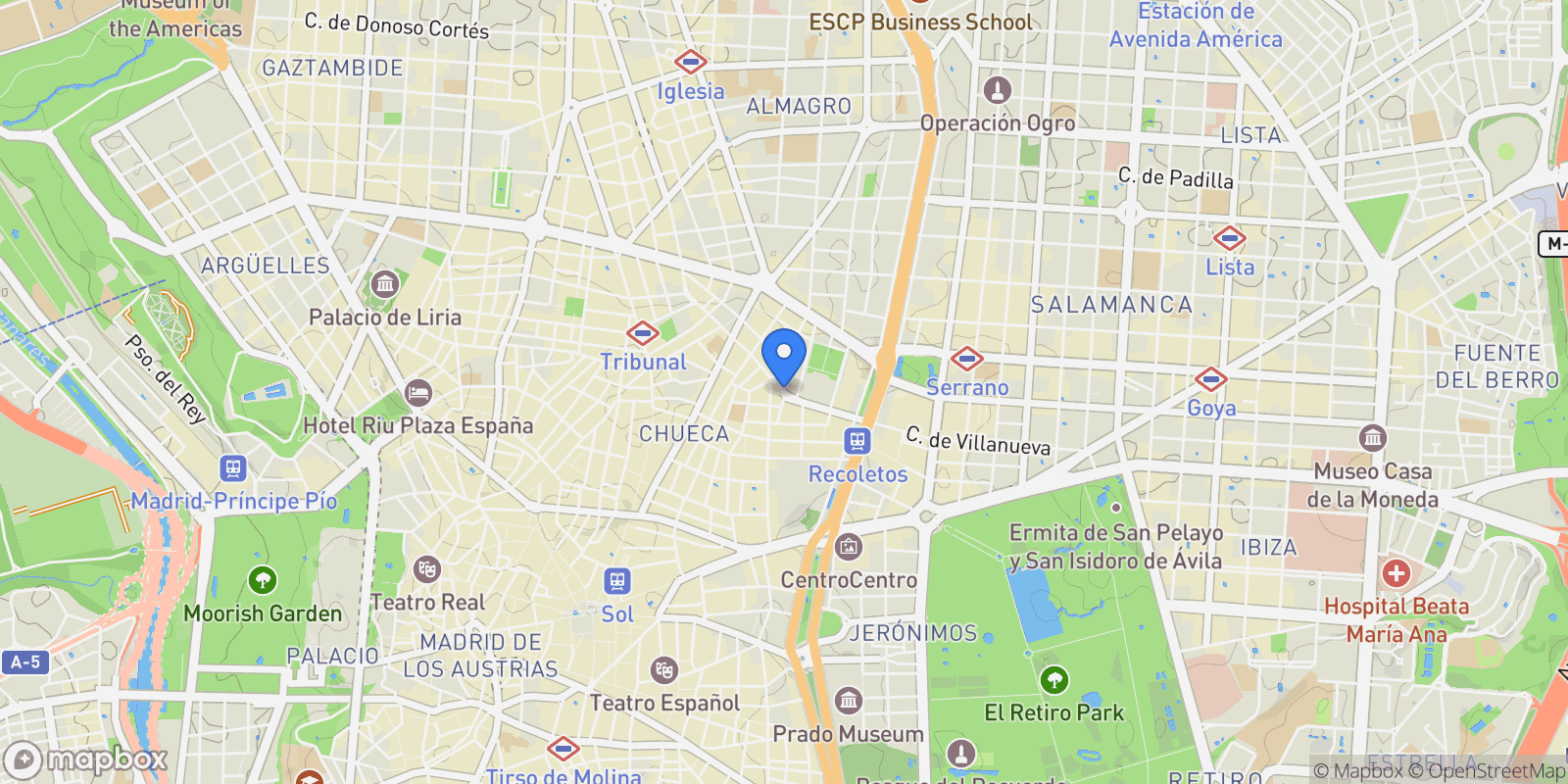 Map showing Calle de Argensola, 28004, Madrid, Madrid, Madrid, Centro, Madrid, Spain.