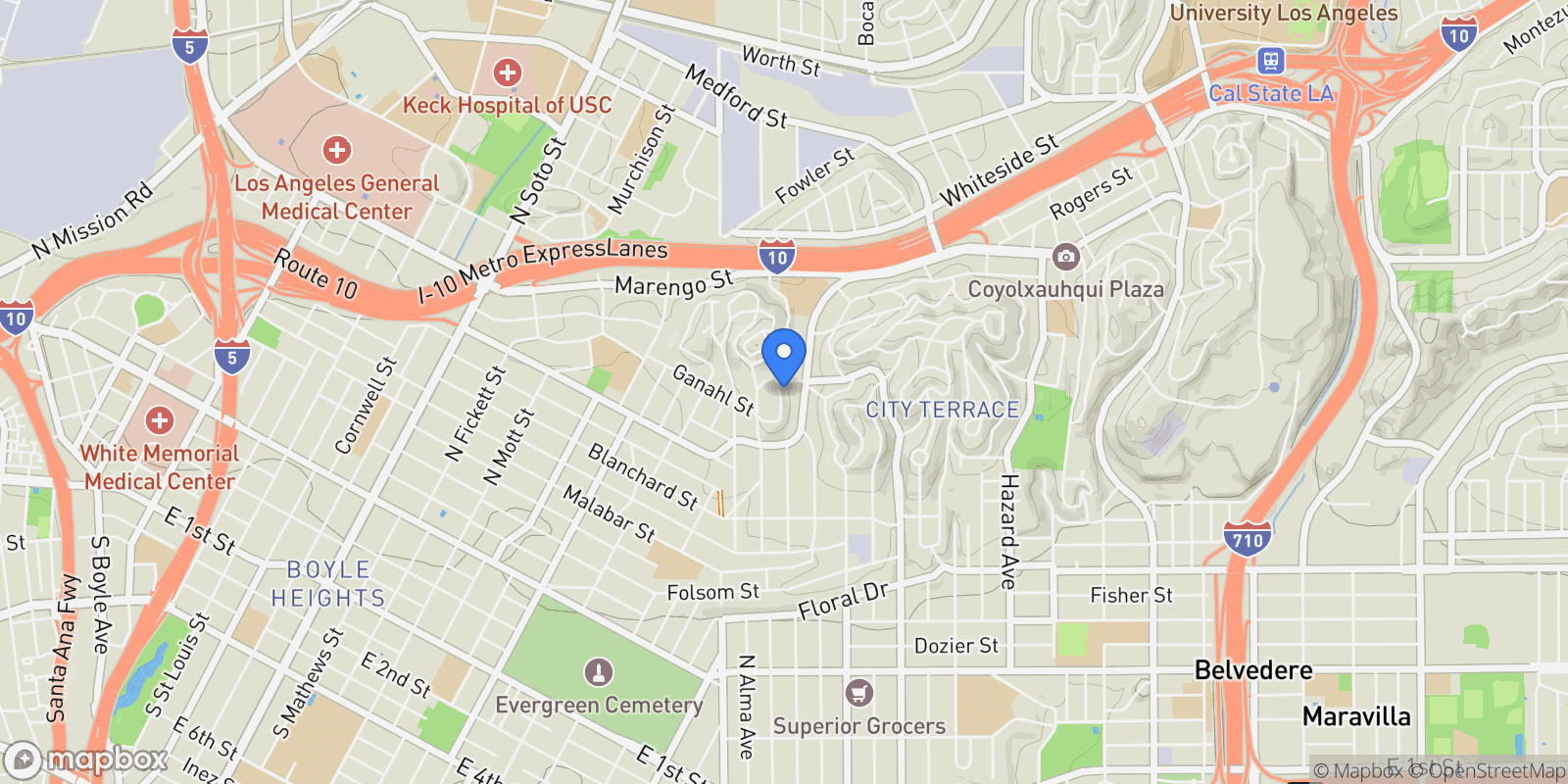 Map showing 1140 N Ditman Ave, County - Los Angeles, CA 90063, East Los Angeles, California, United States.