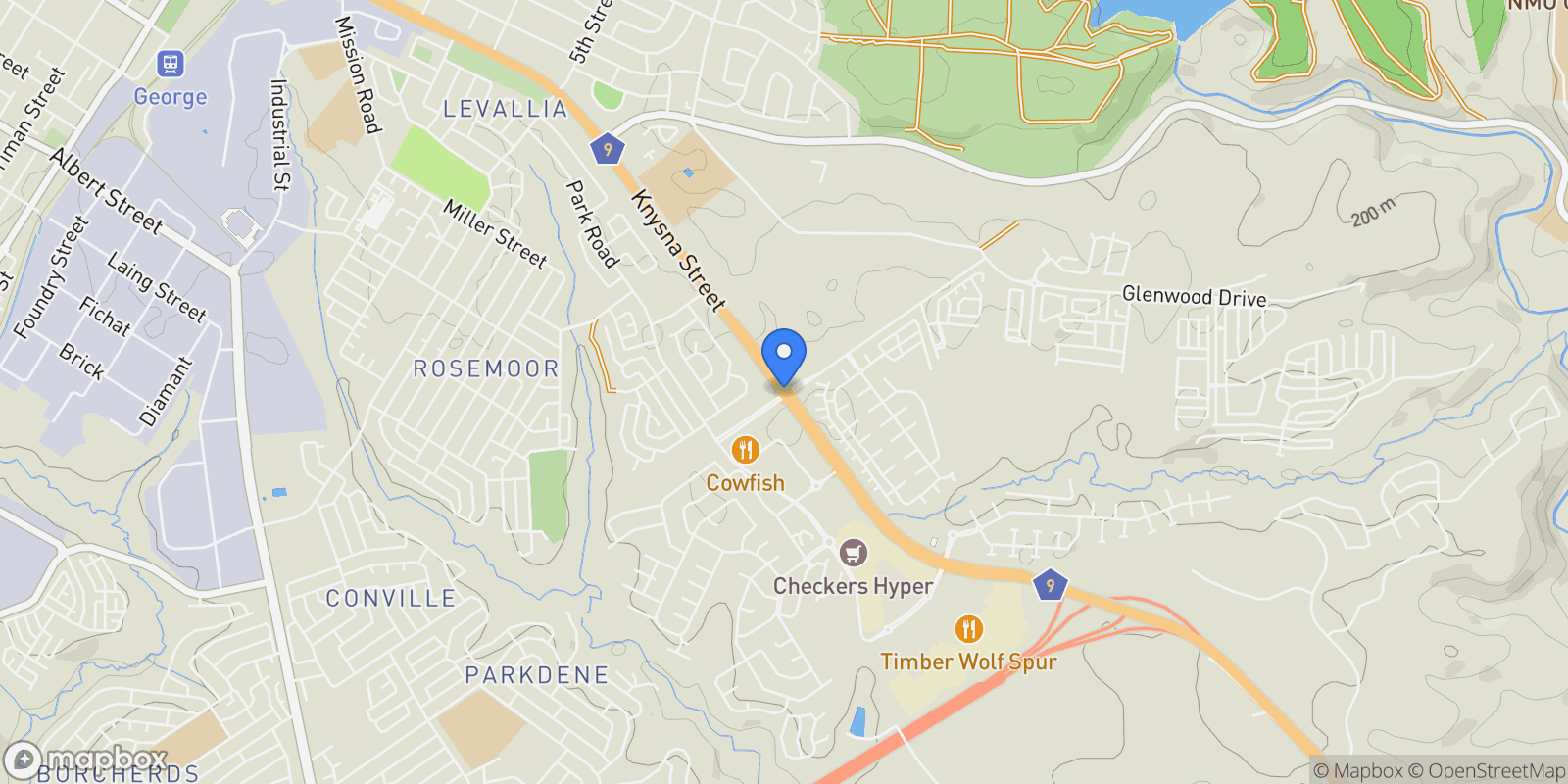Map showing George, Western Cape, South Africa.