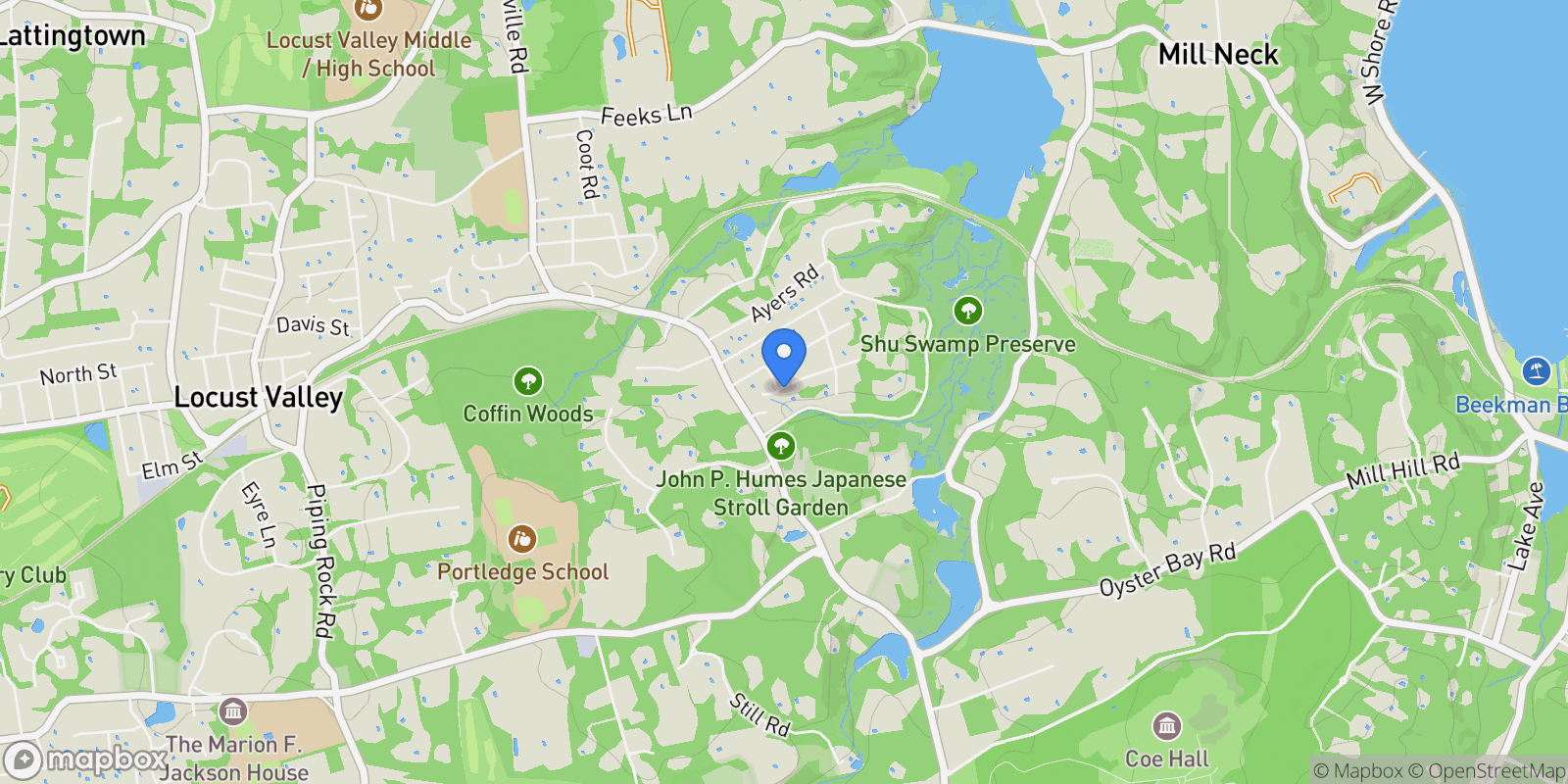 Map showing 6 Cedar Avenue, Locust Valley, New York, United States.