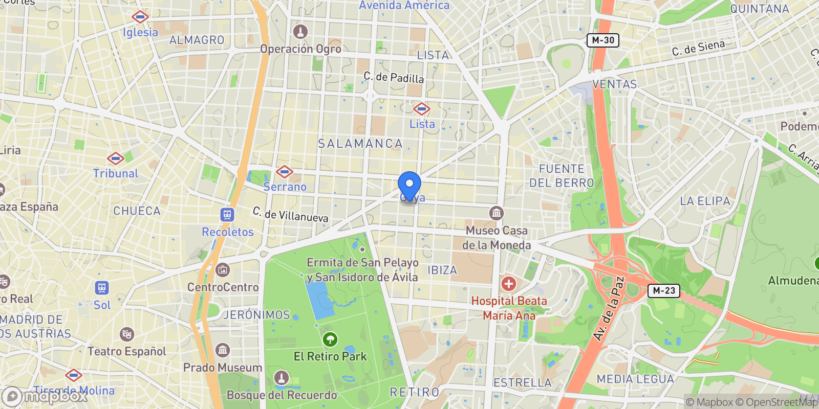 Map showing Calle del Duque de Sesto, 28009, Madrid, Madrid, Madrid, Barrio Salamanca, Madrid, Spain.