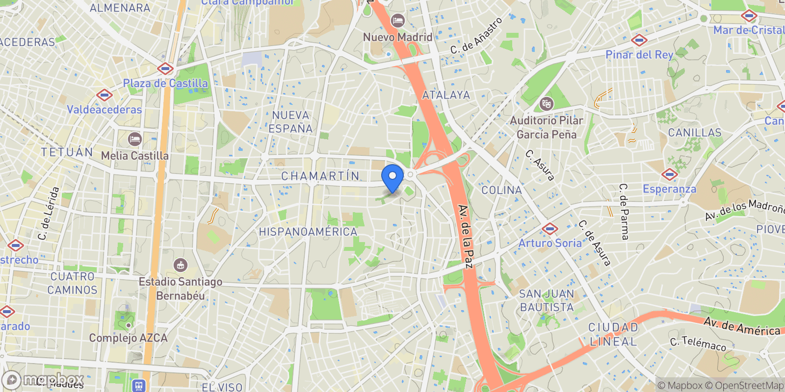 Map showing Chamartín, Chamartín, Madrid, Madrid, Madrid, Chamartín, Madrid, Spain.
