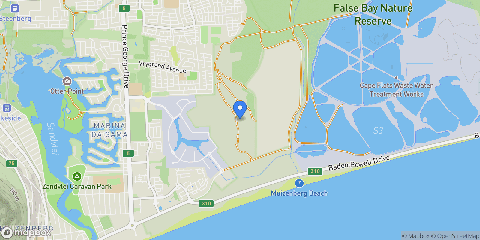 Map showing Cape Town, Western Cape, South Africa.