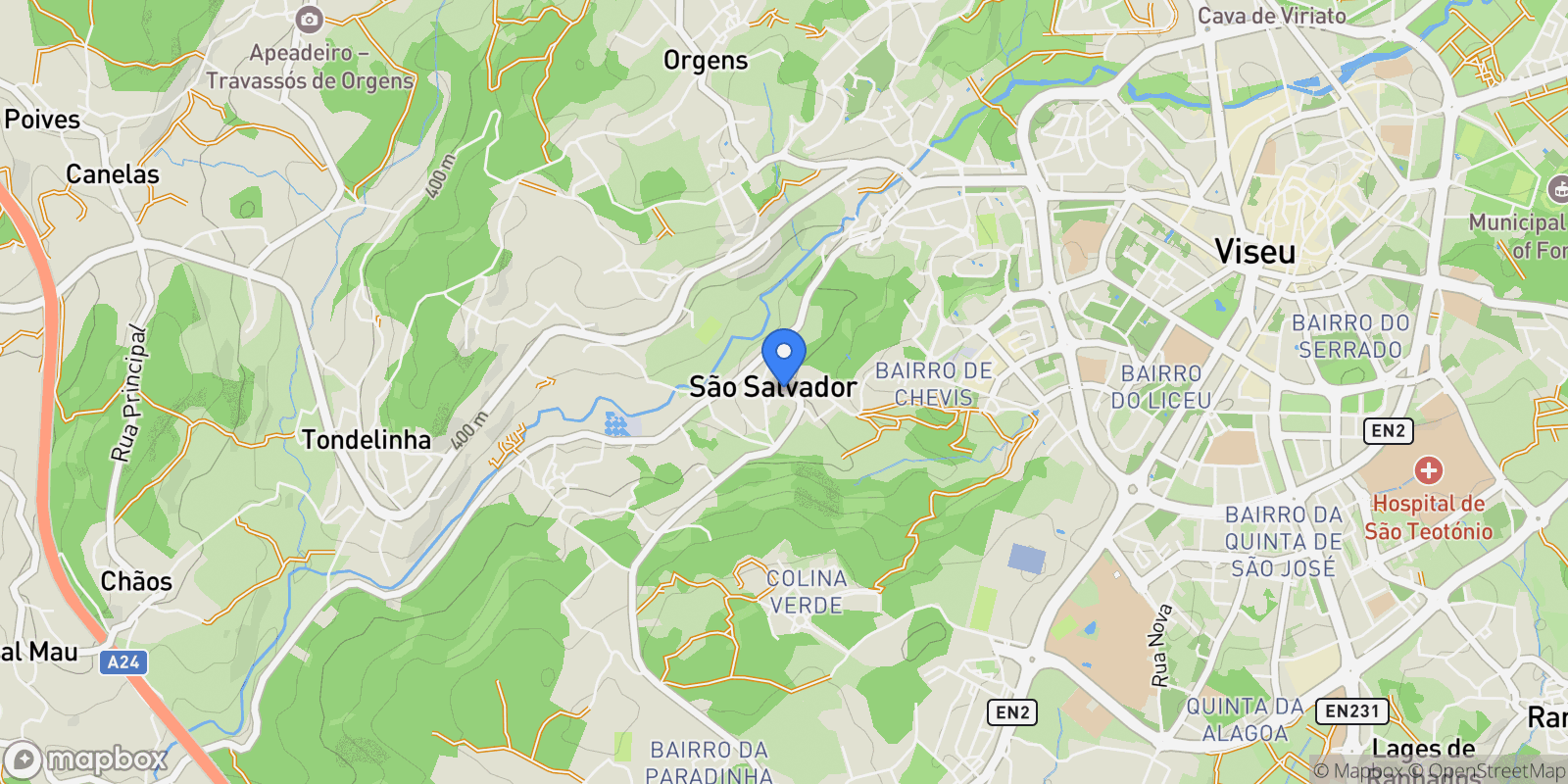 Map showing Repeses e Sao Salvador, Viseu District, Portugal.