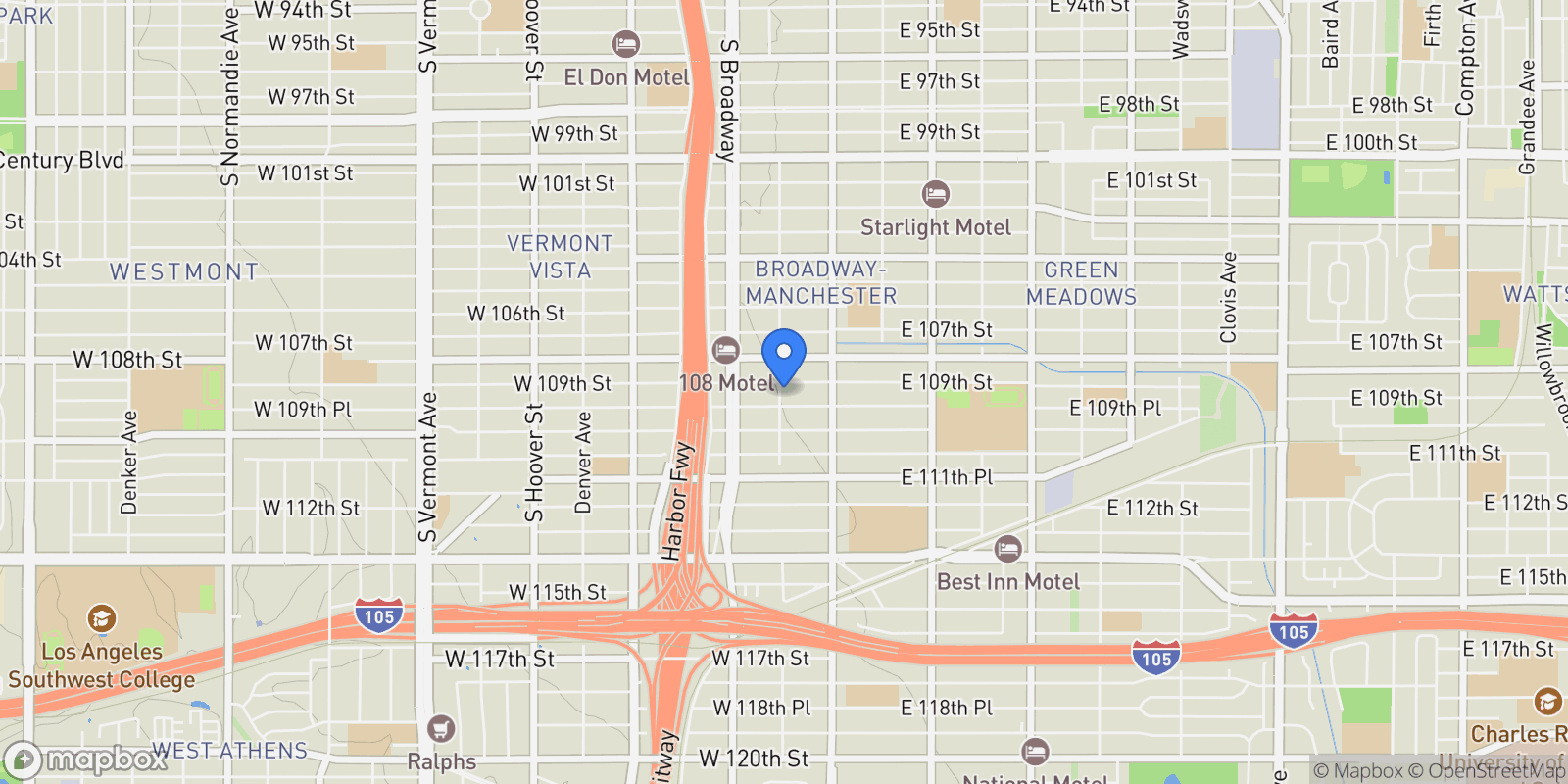 Map showing 10904 S Spring, Los Angeles, CA 90061, Los Angeles, California, United States.