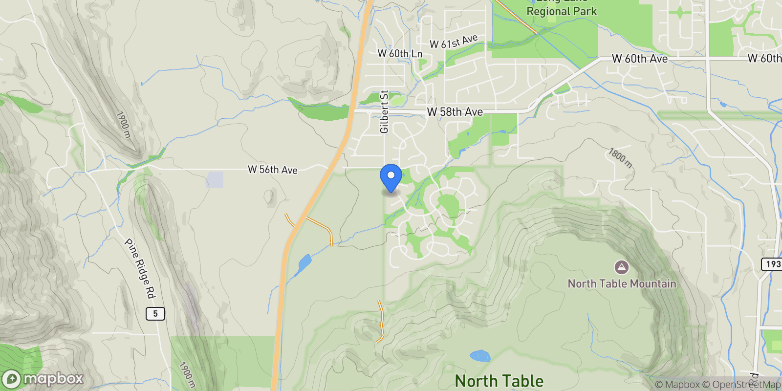 Map showing 19552 W 55th Lane, Gold Hill, Colorado, United States.