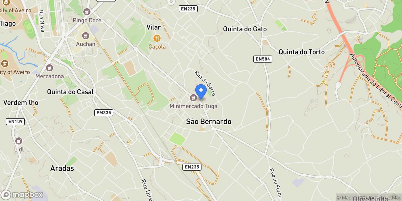 Map showing Sao Bernardo, Aveiro District, Portugal.
