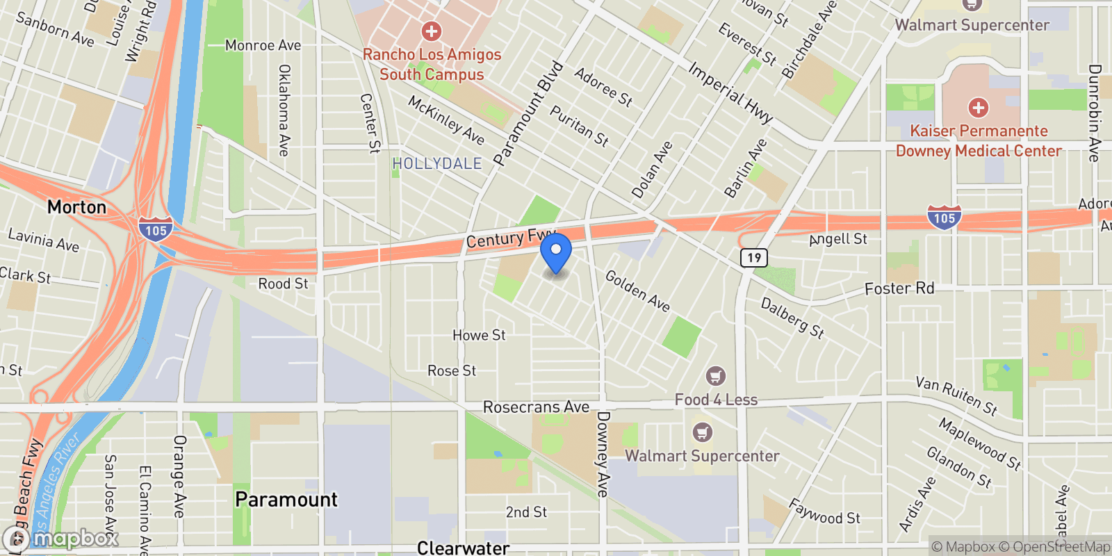 Map showing 13450 Jetmore Avenue, Paramount, CA 90723, Paramount, California, United States.