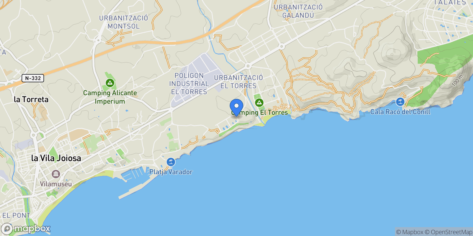 Map showing la Vila Joiosa / Villajoyosa, Valencian Community, Spain.