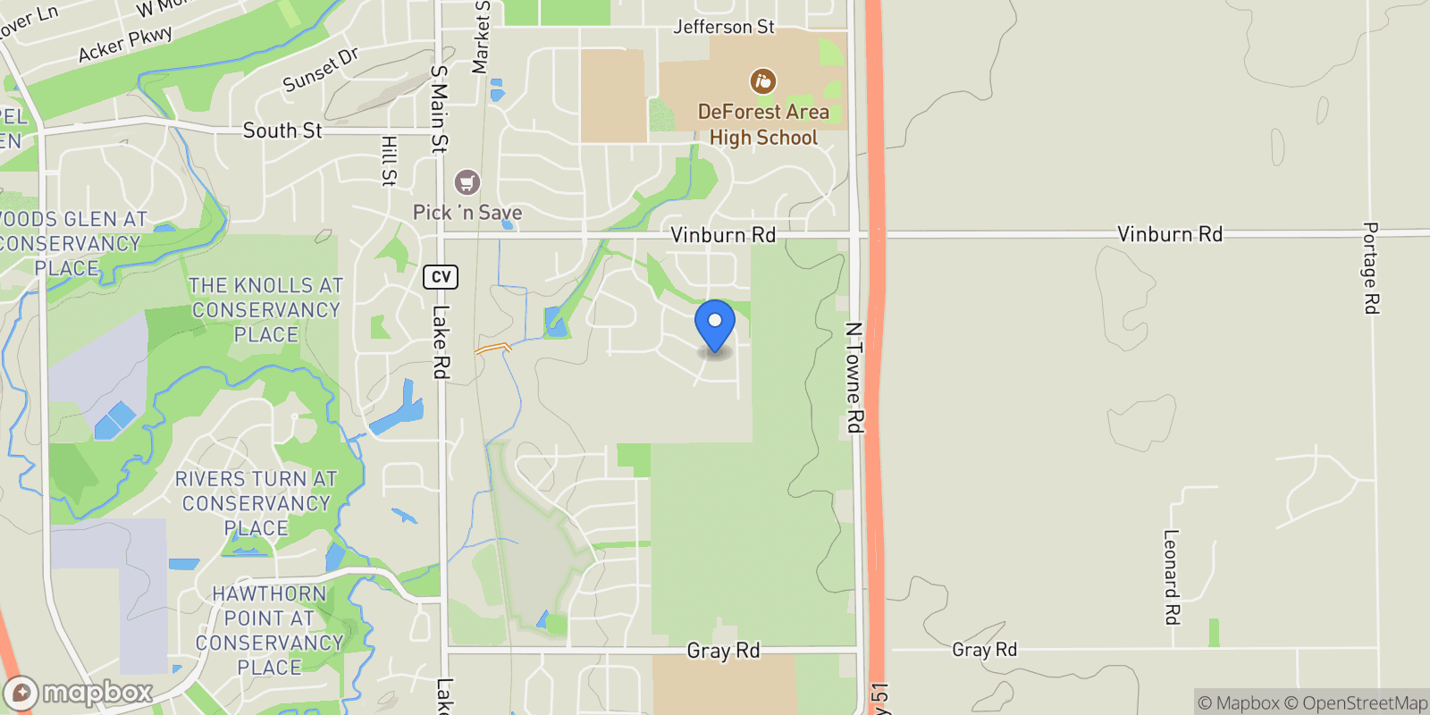 Map showing 908 Yorktown Road, Sun Prairie, Wisconsin, United States.
