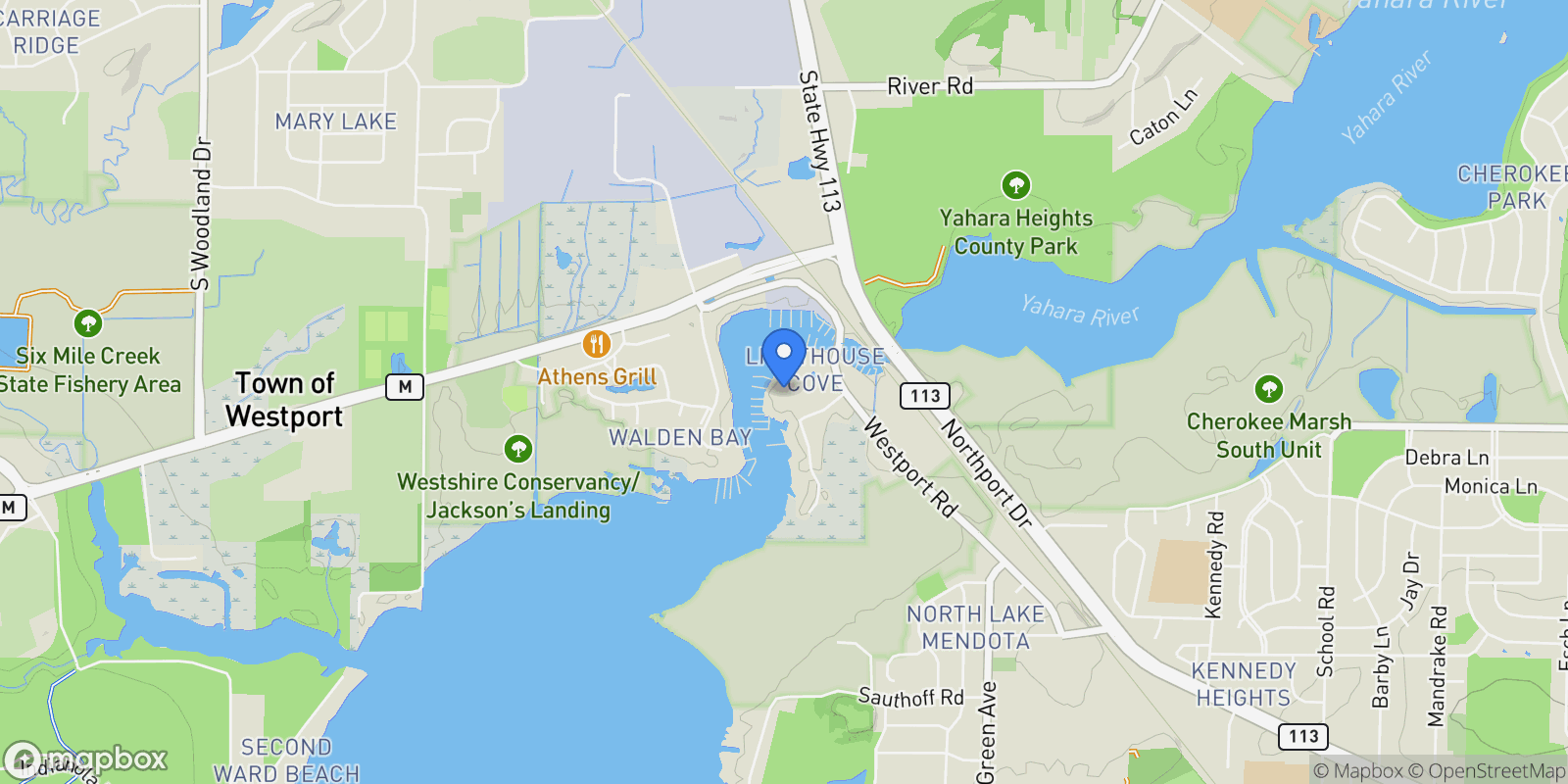 Map showing 5355 Hansons Landing, Madison, Wisconsin, United States.
