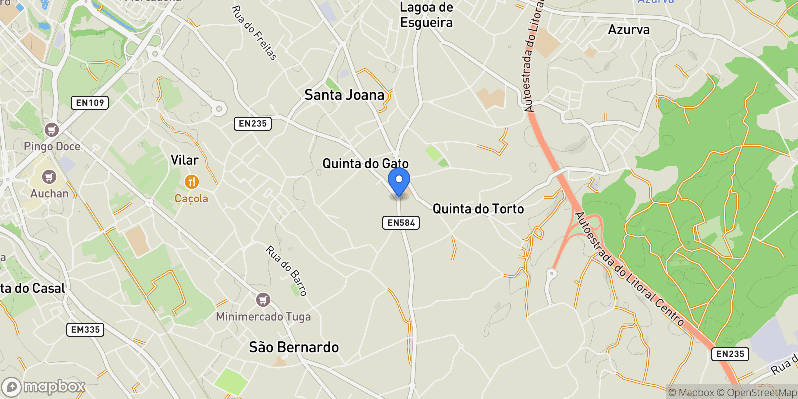 Map showing Santa Joana, Aveiro District, Portugal.