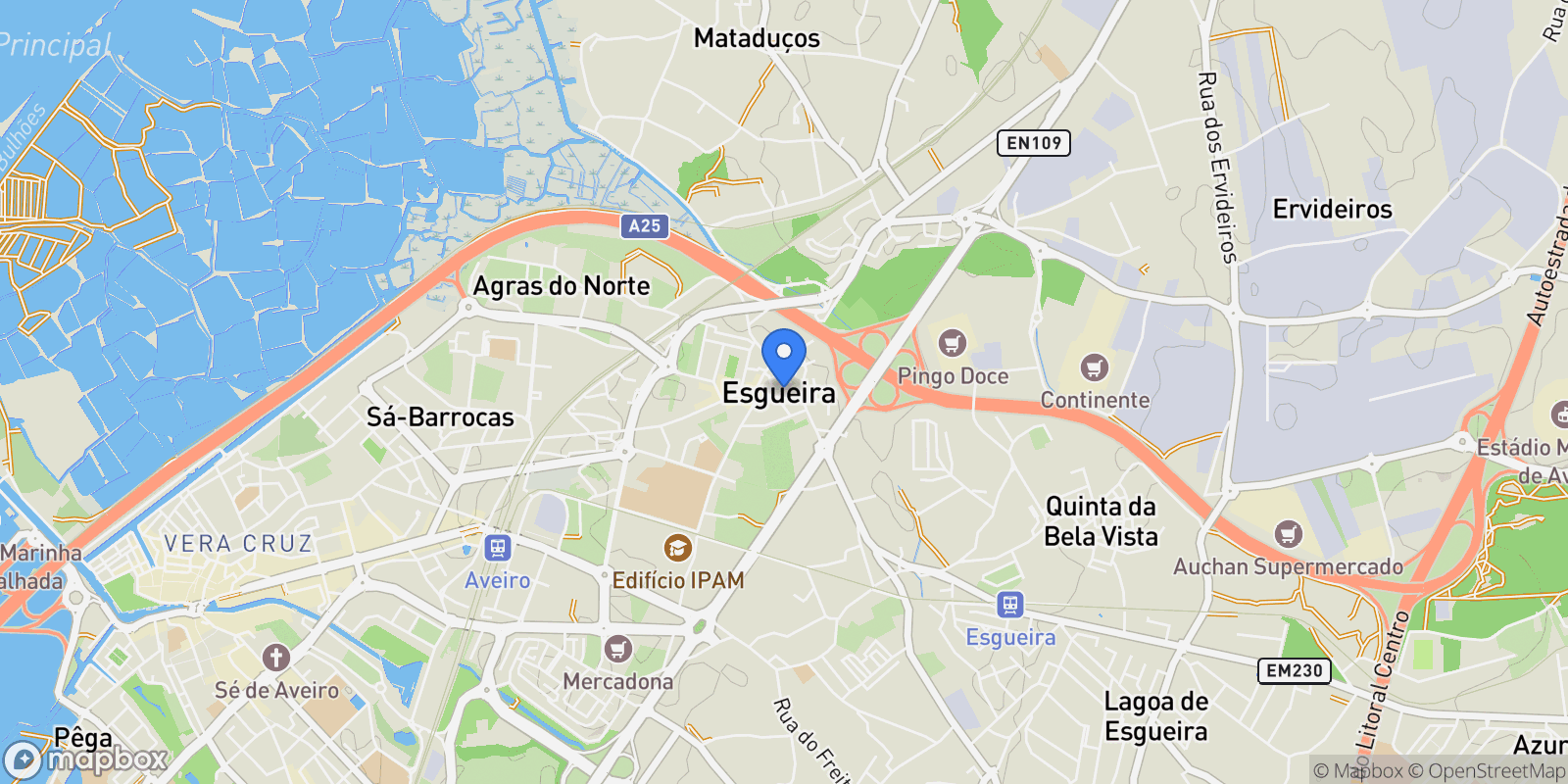 Map showing Esgueira, Aveiro District, Portugal.