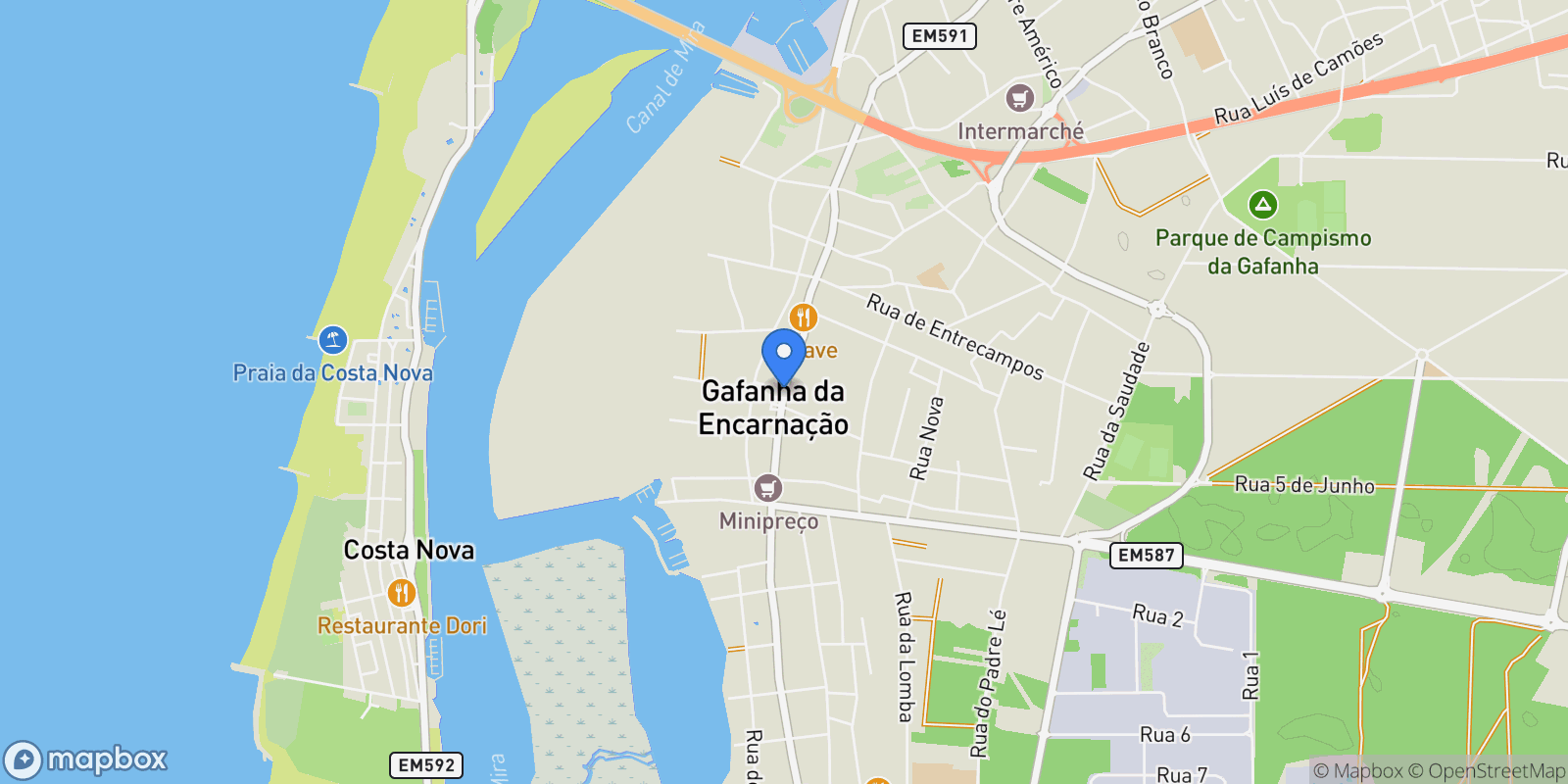 Map showing Gafanha da Encarnacao, Aveiro District, Portugal.