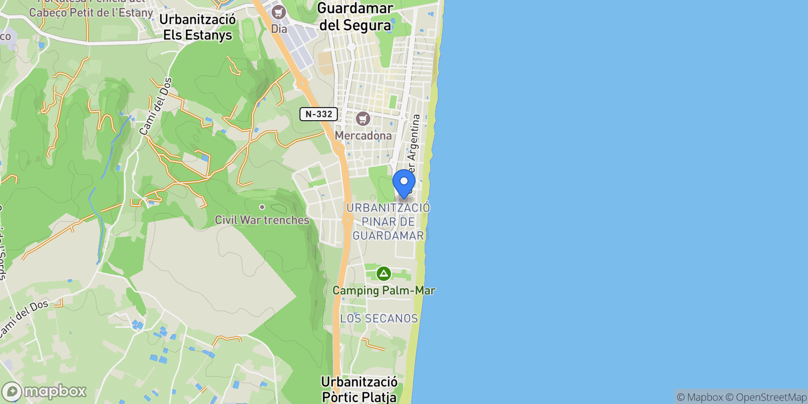 Map showing Guardamar del Segura, Valencian Community, Spain.