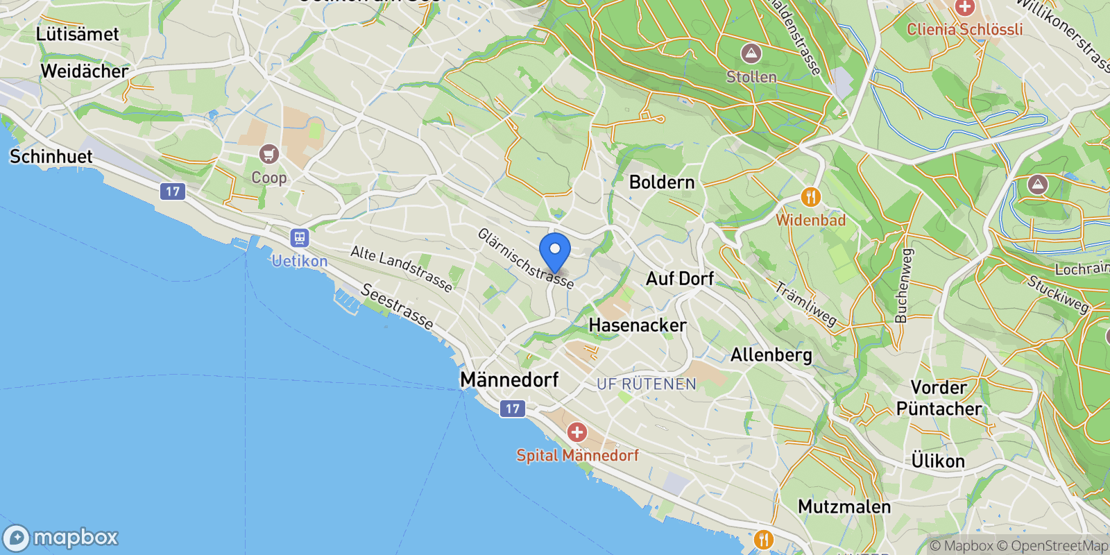 Map showing Männedorf, Zürich, Switzerland.