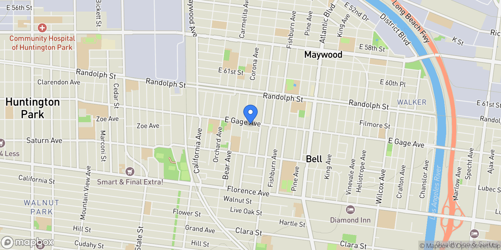 Map showing 4026 Gage Avenue, BELL, CA 90201, Bell, California, United States.
