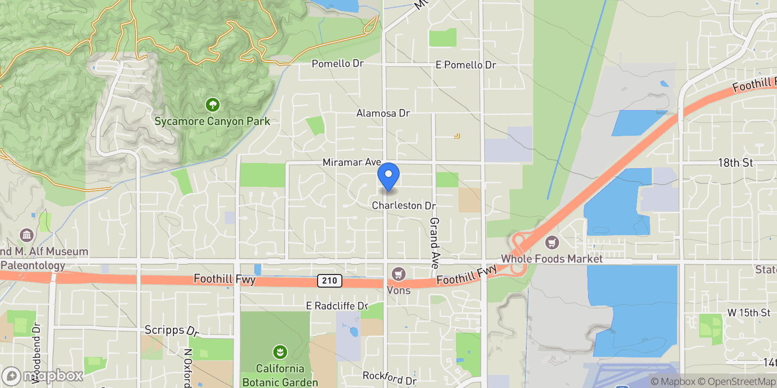 Map showing 2342 N Mills, Claremont, California, United States.