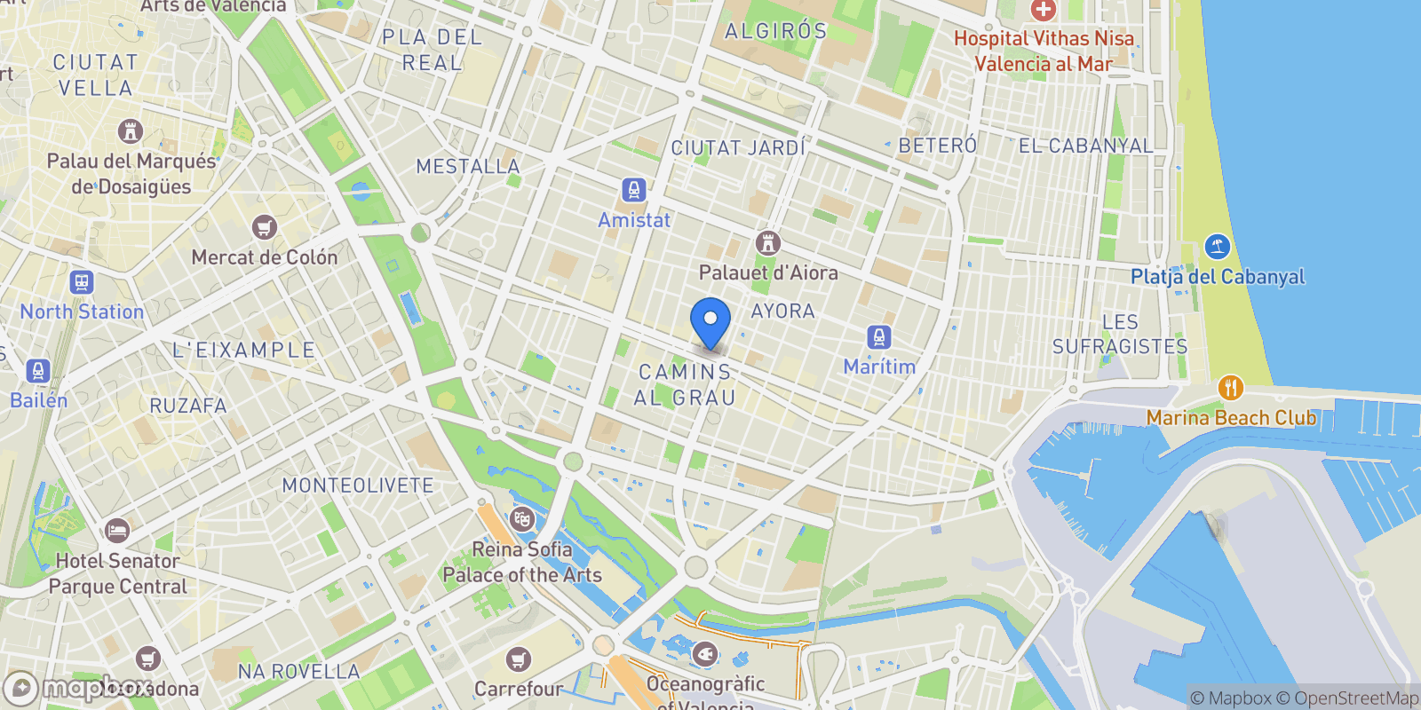 Map showing Camins al Grau, Valencia, Spain.