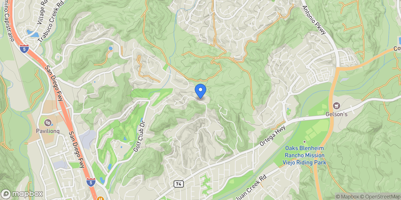 Map showing 27972 Golden Ridge Lane, San Juan Capistrano, California, United States.