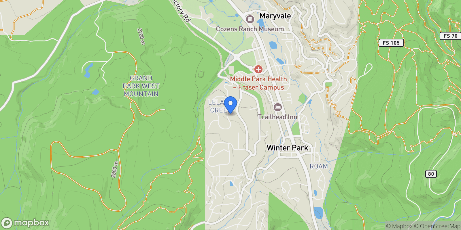 Map showing 674 Leland Creek Circle, Winter Park, Colorado, United States.