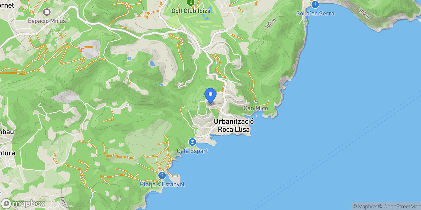 Map showing Carrer Viena, 18, 07819 Roca Llisa, Illes Balears, Spain, Roca Llisa, Santa Eularia des Riu, Balearic Islands.