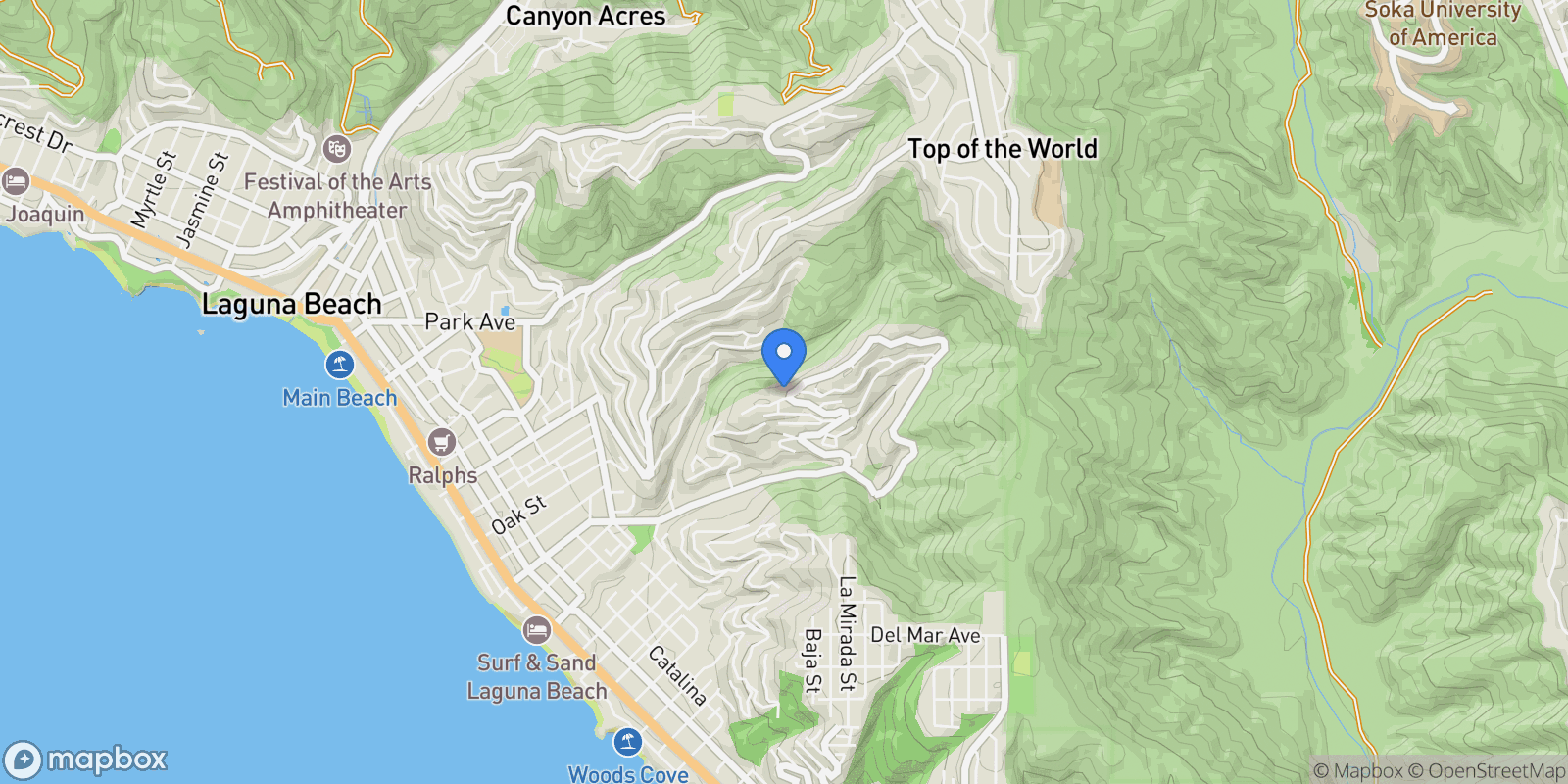 Map showing 1096 Madison Place, Laguna Beach, California, United States.