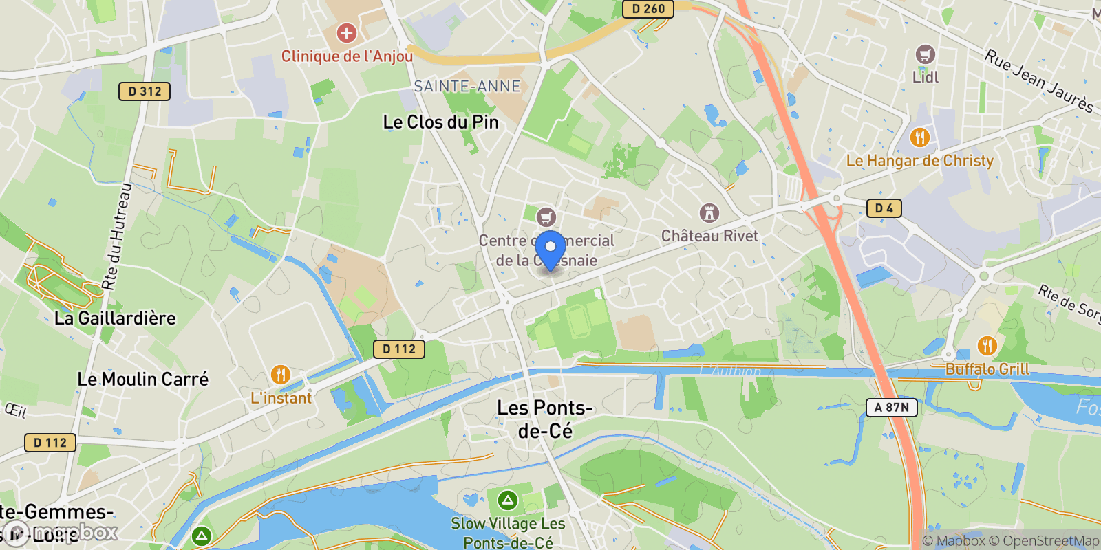 Map showing Les Ponts-de-Cé, Les Ponts-de-Cé, Les Ponts-de-Cé, Pays de la Loire, France.