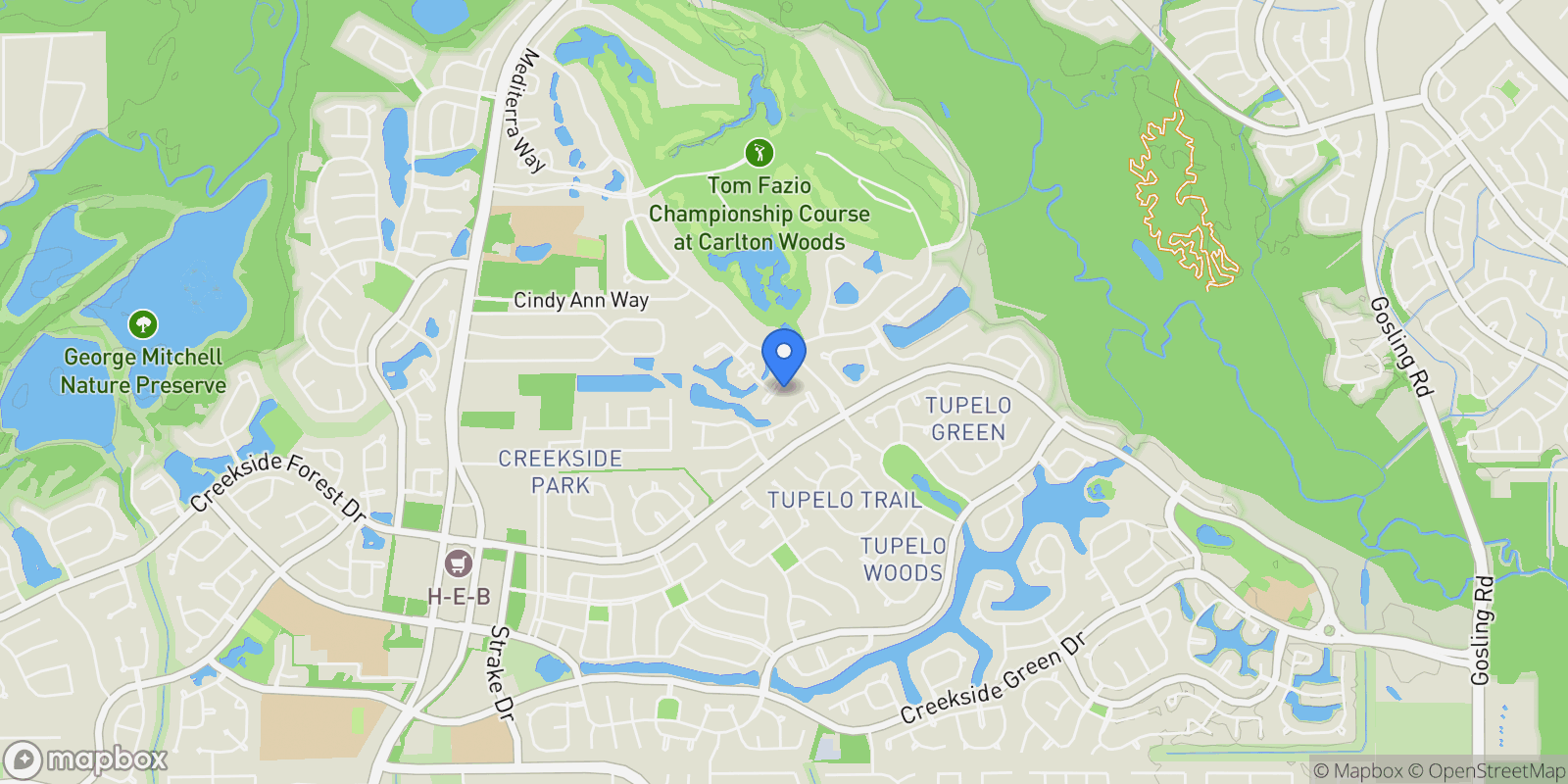 Map showing 22 Johnathan Landing Court, The Woodlands, TX 77389, The Woodlands, Texas, United States.