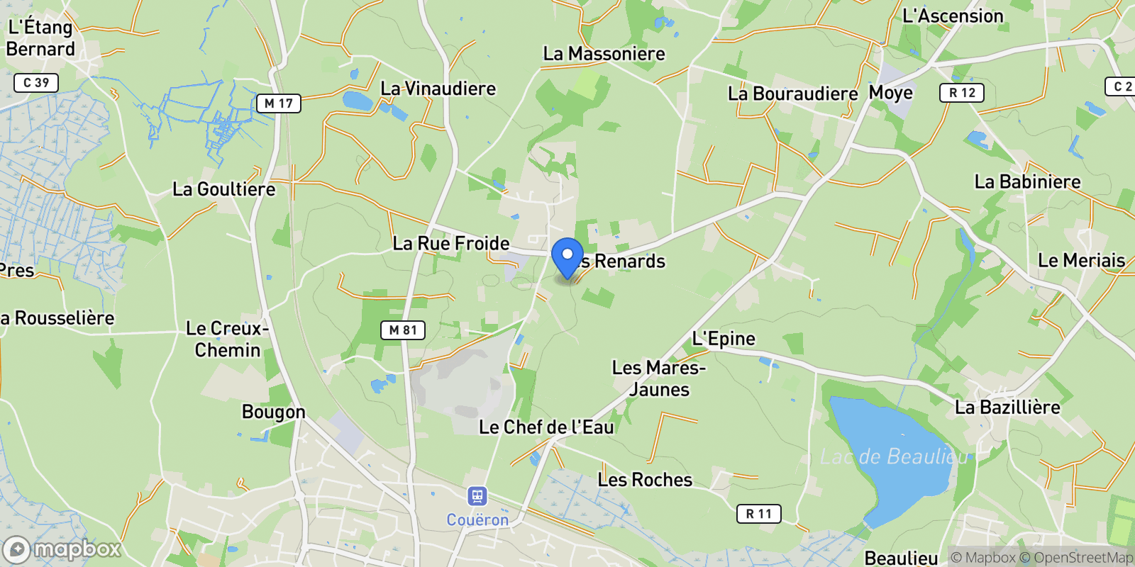 Map showing Couëron, Couëron, Couëron, Pays de la Loire, France.