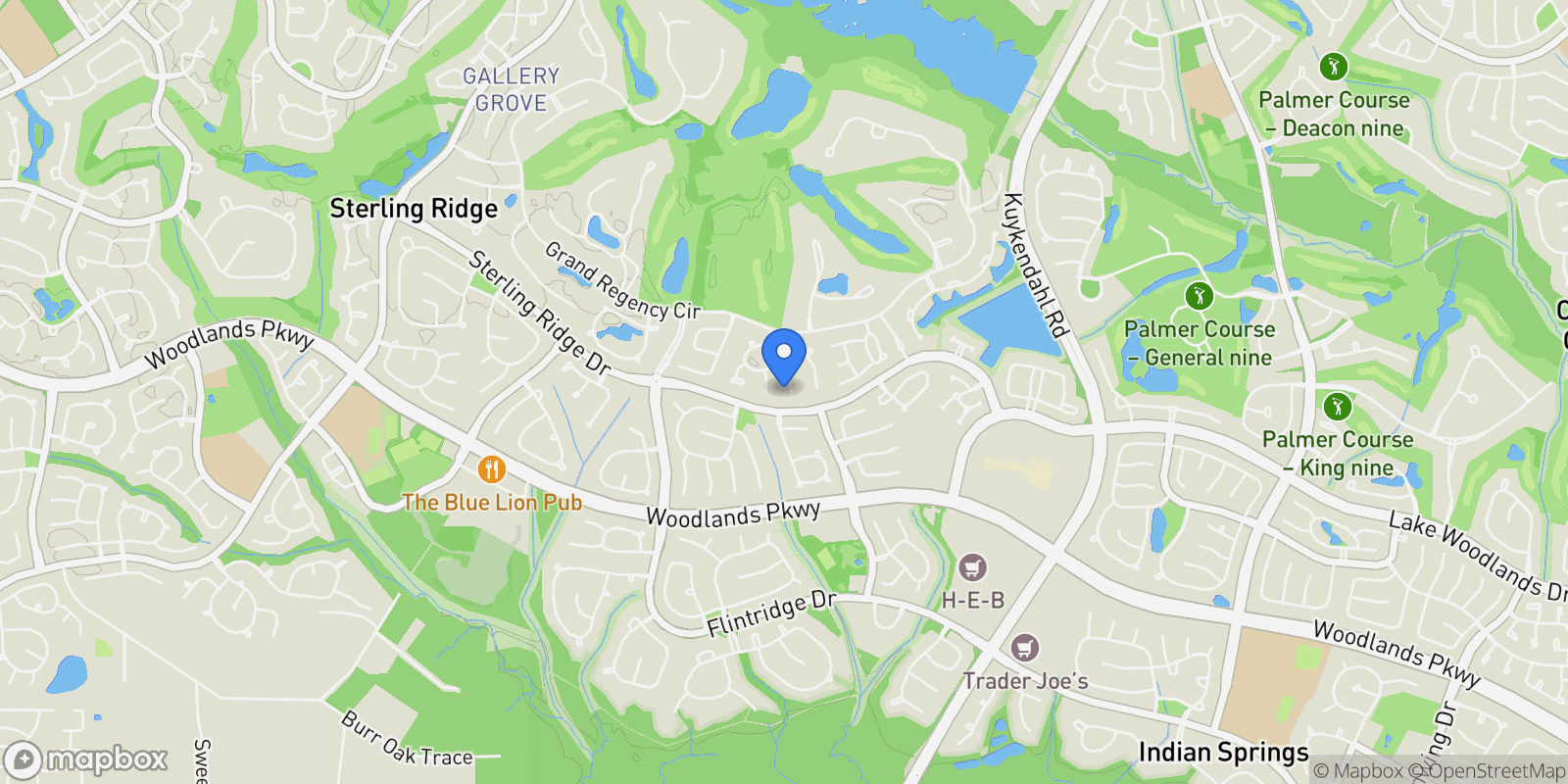 Map showing 11 Bunnelle Way, The Woodlands, TX 77382, The Woodlands, Texas, United States.