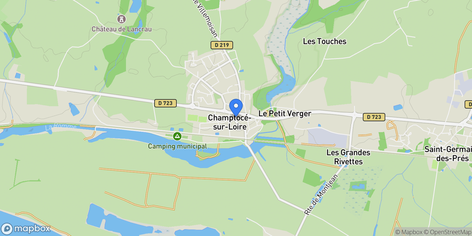 Map showing Champtocé-sur-Loire, Champtocé-sur-Loire, Champtocé-sur-Loire, Pays de la Loire, France.
