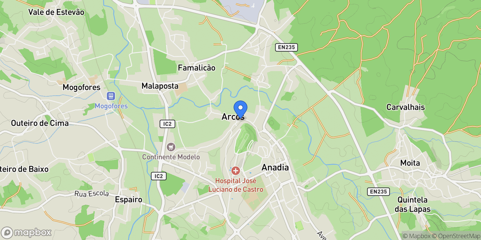 Map showing Arcos e Mogofores, Aveiro District, Portugal.
