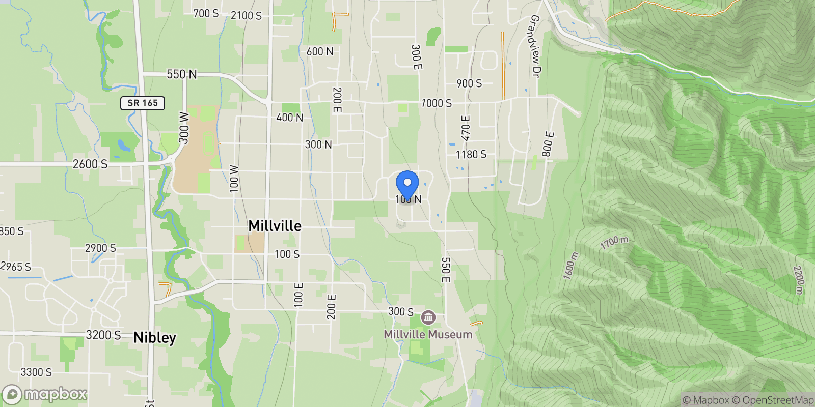 Map showing 444 E 100 N, Millville, Utah, United States.