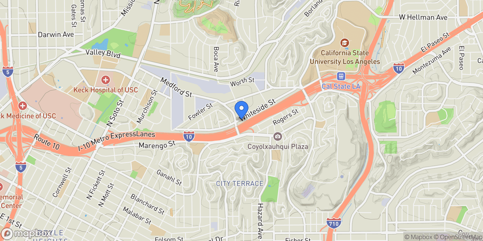 Map showing 3844 Whiteside Street, East Los Angeles, CA 90063, East Los Angeles, California, United States.
