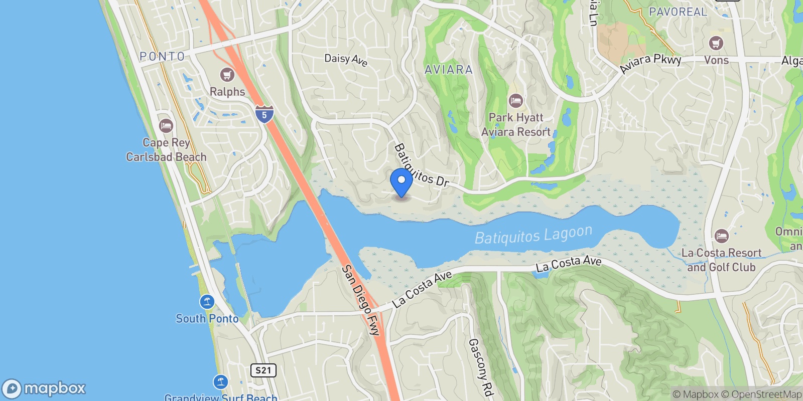 Map showing 1313 Shorebird Lane, Carlsbad, California, United States.