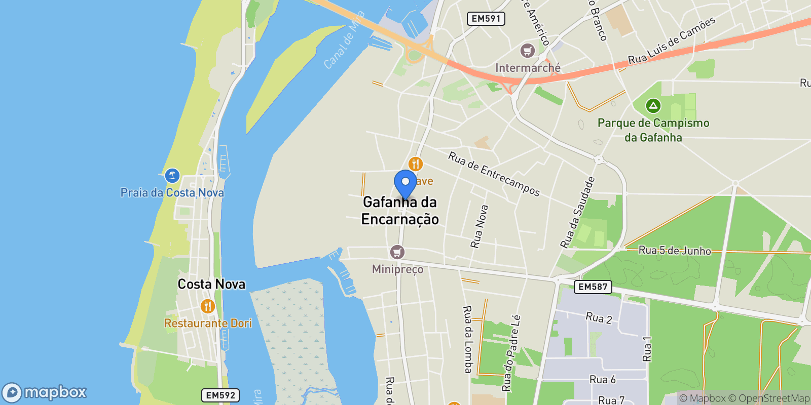 Map showing Gafanha da Encarnacao, Aveiro District, Portugal.