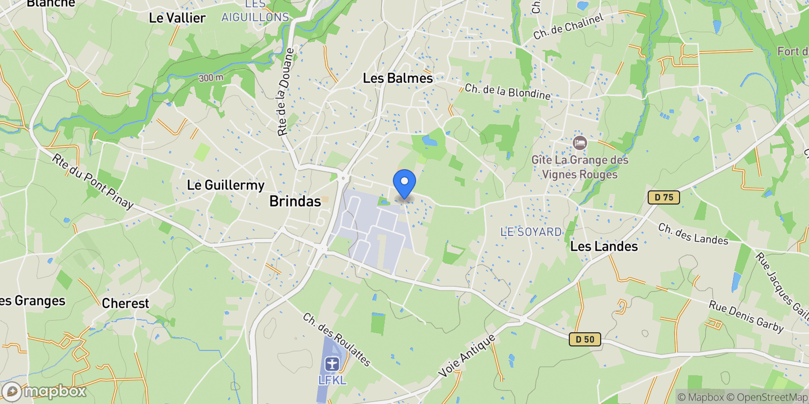Map showing Brindas, Auvergne-Rhône-Alpes, France.