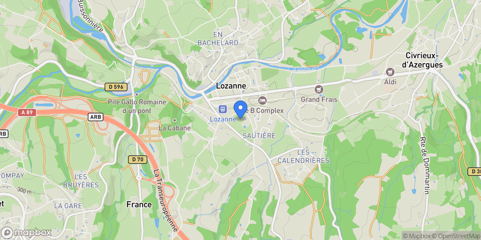 Map showing Lozanne, Auvergne-Rhône-Alpes, France.
