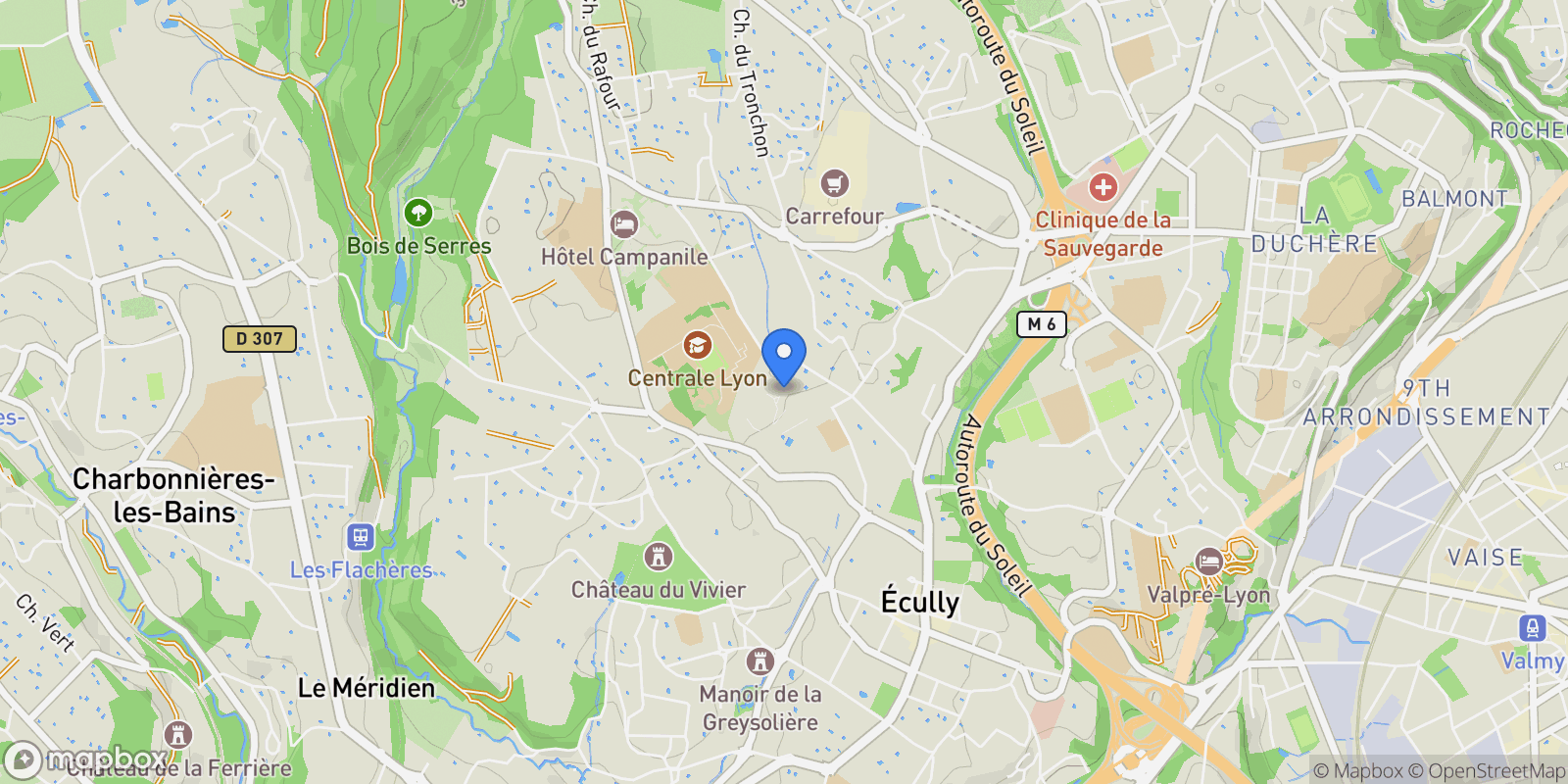 Map showing Écully, Auvergne-Rhône-Alpes, France.